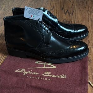 Italian Black Leather Men's Oxford Dress Boots